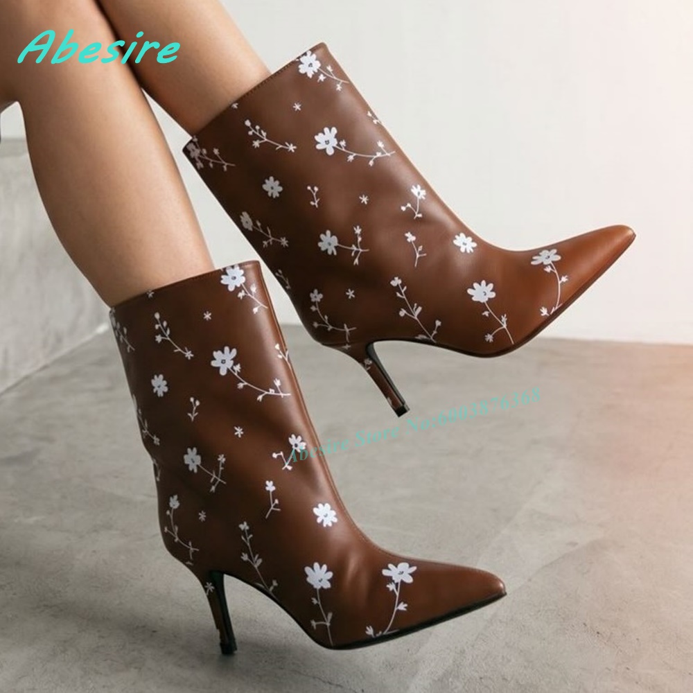 White Blue Floral Print Ankle  - Street Fashion Y2K 评论和价格