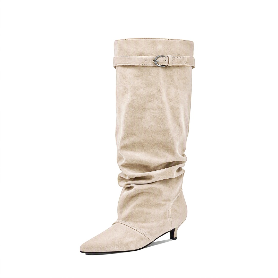 Women Slouch Suede Knee High B - Fashion Street Night 评论和价格